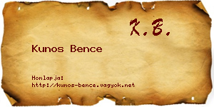 Kunos Bence névjegykártya